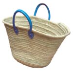 The Sun Basket Bag French Baskets Handles Leather Blue