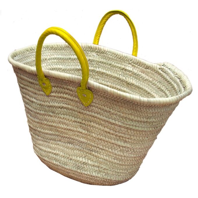 The Sun Basket tote French Baskets Handles Leather Yellow