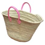 The Sun Basket Bag French Baskets Handles Leather Pink