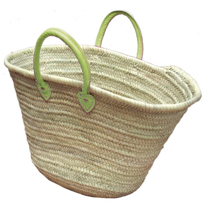 The Sun Basket Bag French Baskets Handles Leather Light Green