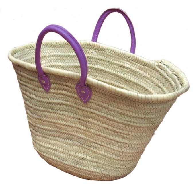 The Sun Basket Bag French Baskets Handles Leather Purple