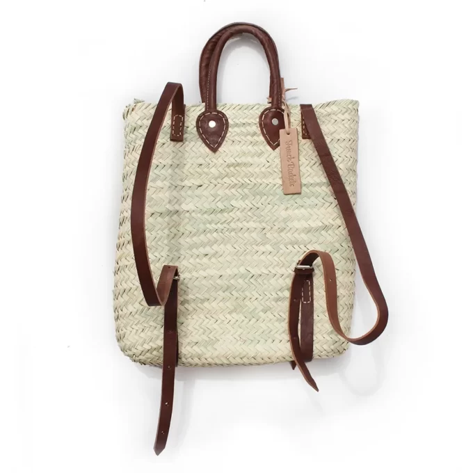 Straw Backpack French Baskets Square Shape