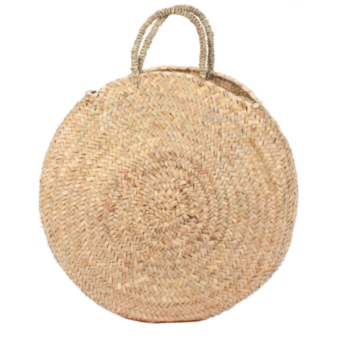 Round large wicker basket natural Handles