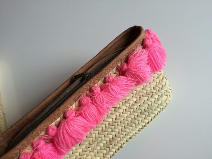French Baskets clutch bags PomPom necklace pink