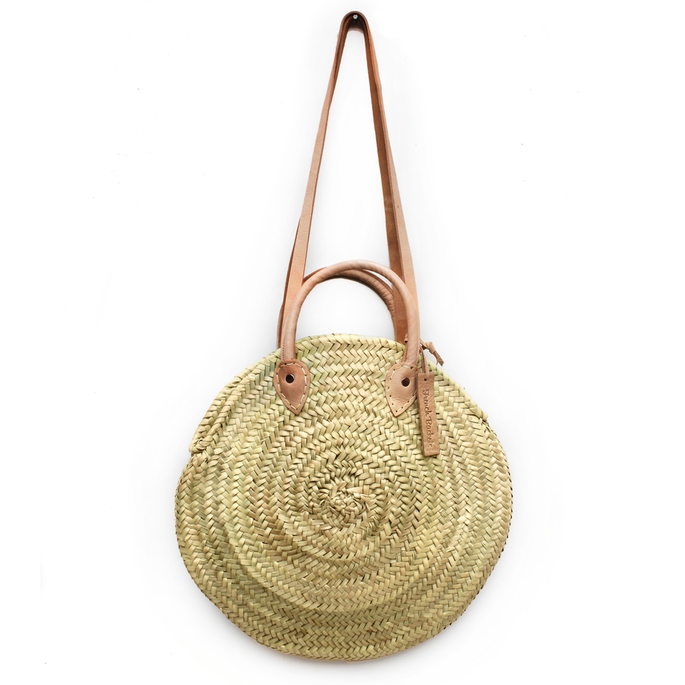 Round wicker basket Double leather handle | French Baskets