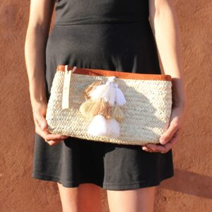 clutch bags PomPom necklace beige white brun grapes