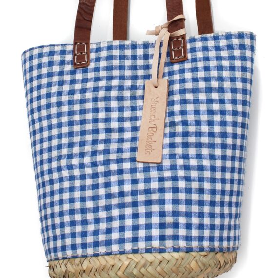 Straw tote Blue gingham small Bags | French Baskets