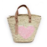Mini Straw Bag Kids pink Heart spangle
