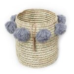 laundry basket wool Pom Pom gray