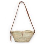Joséphine Mini Crossbody Straw Bag with Natural leather closure and handle