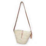 Adele Mini Crossbody Straw Bag with Natural leather closure and handle