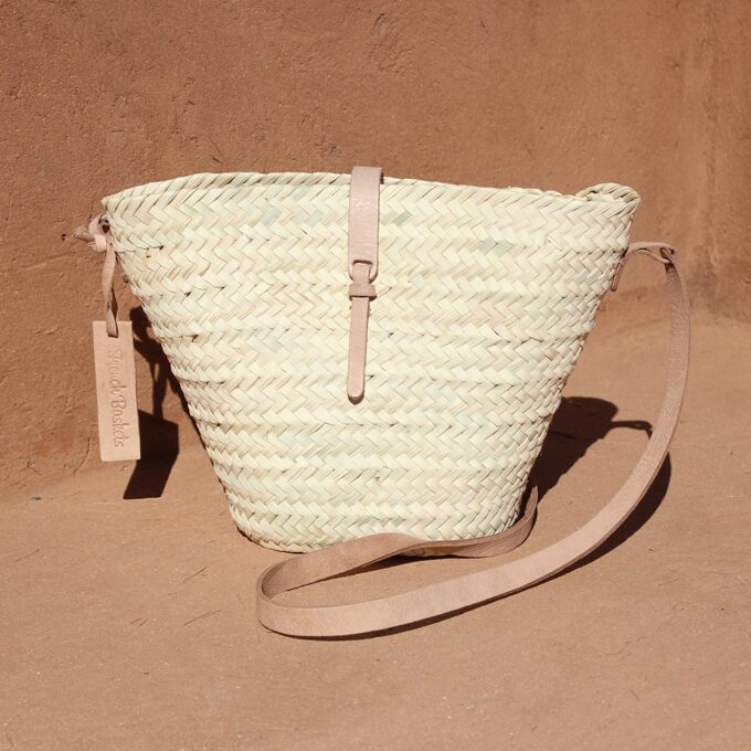 Adèle Mini basket with leather natural closur