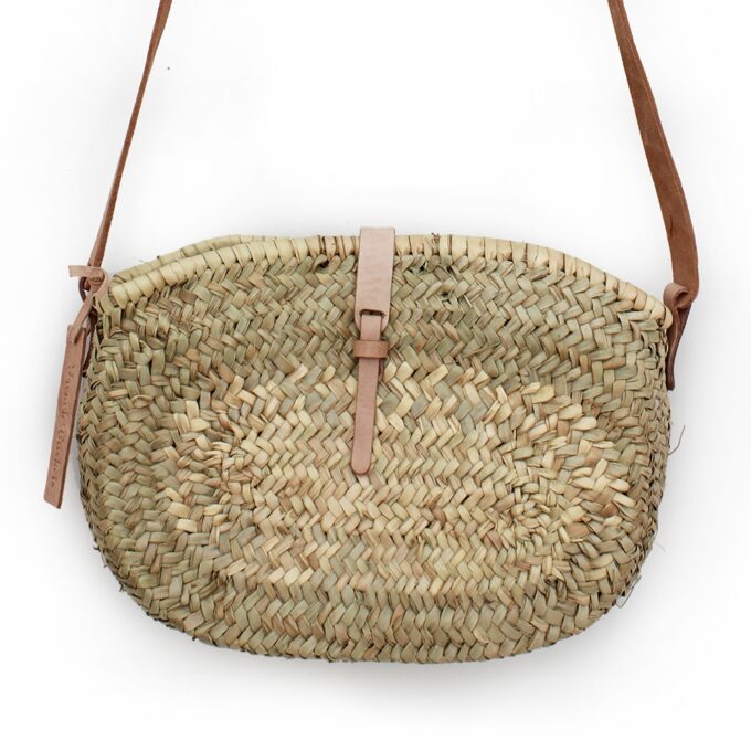 Jeanne Mini basket with leather natural closure