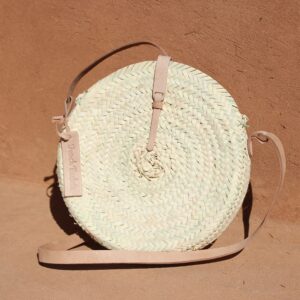Rose Mini basket round with leather natural closure