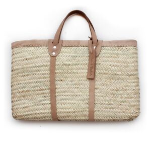 jackie Medium basket with leather natural