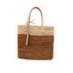 Medium Tote bag made of raffia straw Natural and brun color