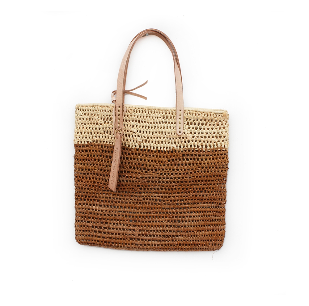 Medium Tote bag made of raffia straw Natural and brun color | French ...