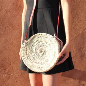 Mini basket round with leather Colors red