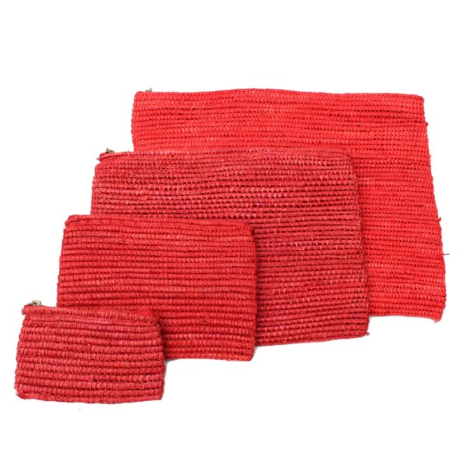 wallet in raffia 4 size Red
