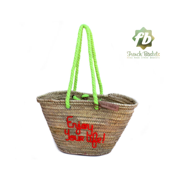 Personalized straw bag hand embroidered Free text