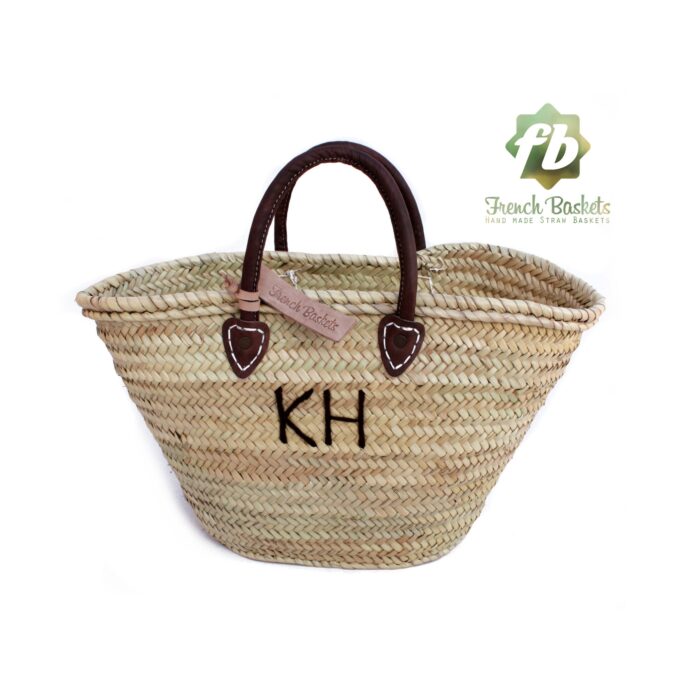 Customized straw bags Monogrammed French baskets Monogrammed