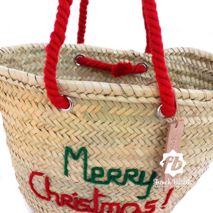 Christmas gifts Customized straw bags French baskets Christmas bag personalized