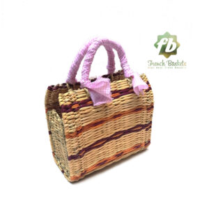 Straw handbag French baskets. pink fabric Strawberry baskets