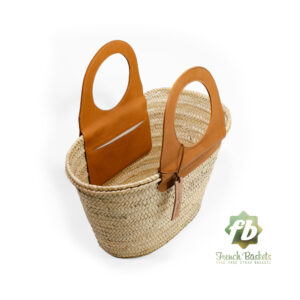 Travel Straw French Baskets handle Camel handmade leather goods